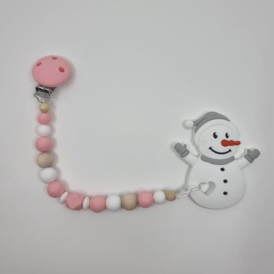 Beisskette Schneemann candyrosa